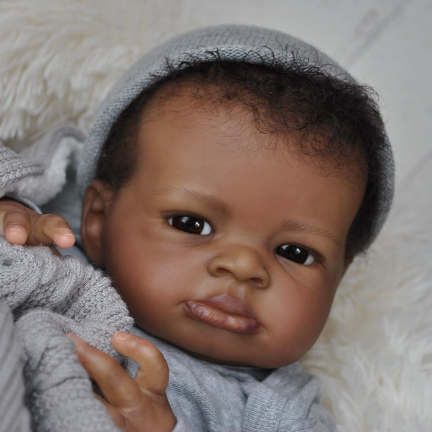 Realistic Reborn Baby Dolls Black , 20 Inch African American Newborn Doll, Lifelike Weighted Soft Body, Christmas Birthday Gift