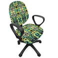 thumbnail image 1 of Aztec Office Chair Slipcover, Geometric Ornaments Drawn by Hand Print, Protective Stretch Decorative Fabric Cover, Standard Size, Sea Green Earth Yellow, by Ambesonne, 1 of 5