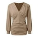 thumbnail image 4 of Blusa de manga larga con cuello en V para mujer: camisa estampada elegante, poliéster/spandex, moda otoño/invierno, tallas US 4-22, contorno de pecho 94-118 cm., 4 of 5