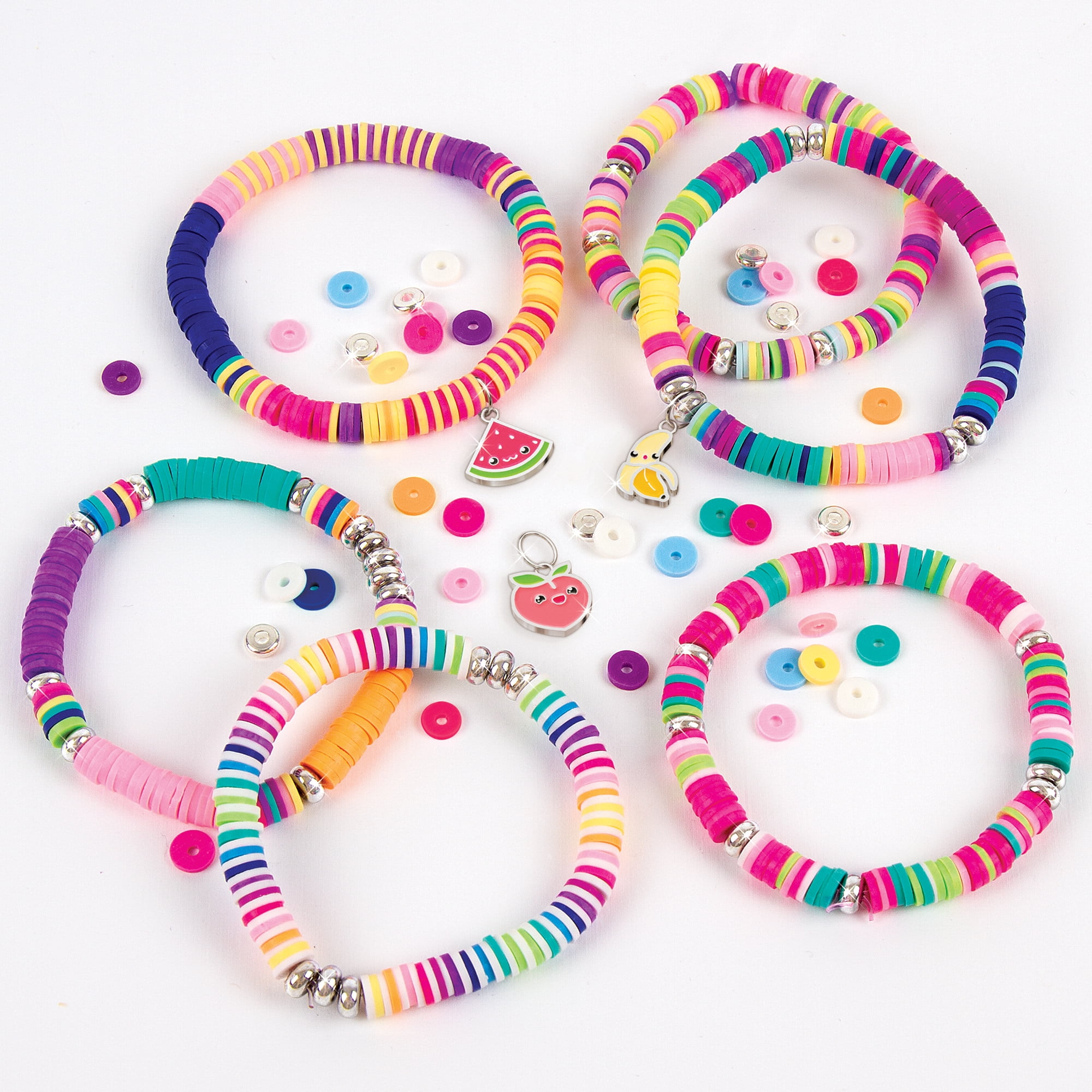 Make It Real - Summer Vibes Heishi Bead Bracelets - DIY Charm Bracelet  Making Kit with Case - Friendship Bracelet Kit with Beads, Charms & Thread  