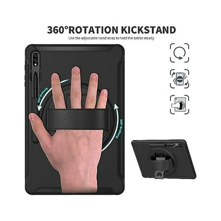 SaharaCase - PROTECTION Hand Strap Case for Samsung Galaxy Tab S7 FE and S8 Plus - Black