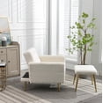 thumbnail image 4 of Accent Chair with Ottoman, Teddy Button Tufted Upholstered Recliner Lounge Chair with Adjustable Armrests and Backrest, Comfy Single Sofa Chair Armchair for Living Room Bedroom Apartment, White, 4 of 7