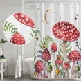 thumbnail image 4 of Polyester Fabric Mushroom Shower Curtain, Butterfly Eucalyptus Leaf Butterfly Plant Waterproof Bathtub Curtain Bathroom Decor Set with Hooks 72 x 84 Inches, 4 of 6