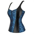 thumbnail image 2 of Womens Lace Up Corset Tops Overbust Corset Zipper bustier Corset Renaissance Corsets Blue L, 2 of 5