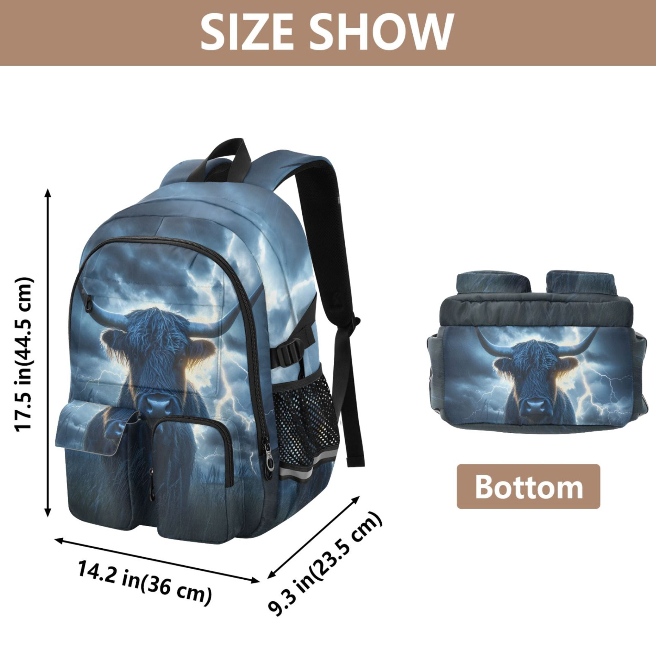ALAZA Cow Lightning Print Student Backpack School Bookbag Large Laptop Daypack Travel Bag
