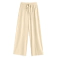 thumbnail image 5 of ClodeEU Women Drawstring Elastic Waist Wide Leg Sweatpants,Casual Loose Pants Beige,Women's Plus L, 5 of 5