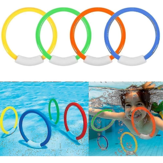 4 Pcs Dive Rings Swimming Pool Toy Rings, Plastic Diving Ring Colorful Sinking Pool Rings Underwater Fun Toys For Kids Dive Training Dive & Retrieve