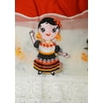 thumbnail image 3 of Juego de 3 cortinas para ventana de cocina con bordado floral multicolor de lujo, 2 niveles + 1 cenefa decorativa para cocina y baño, con bolsillo para barra (BR49 - Red Frida), 3 of 5