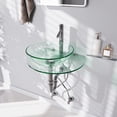 thumbnail image 4 of Corona Glass Console Sink Combo Round Easy Install Wall Mount Bathroom Vessel Sink 27 7/8" Crystal Clear Tempered Glass Console w/Chrome Faucet and Pop Up Sink Drain | Renovators Supply, 4 of 6