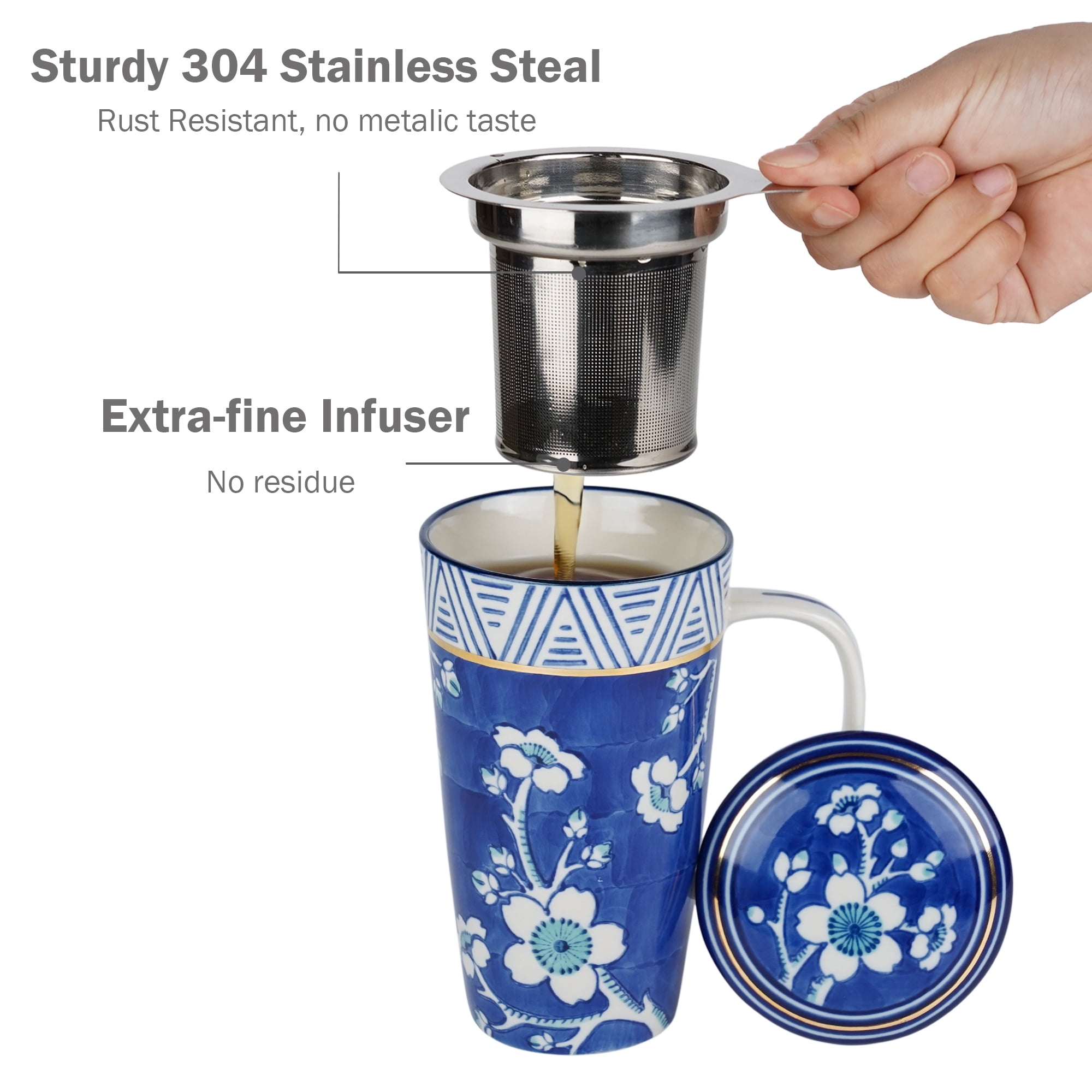 DOWAN Tea Cups with Infuser and Lid, 17 Ounces Large Tea infuser Mug, Tea  Strainer Cup with Tea Bag …See more DOWAN Tea Cups with Infuser and Lid, 17