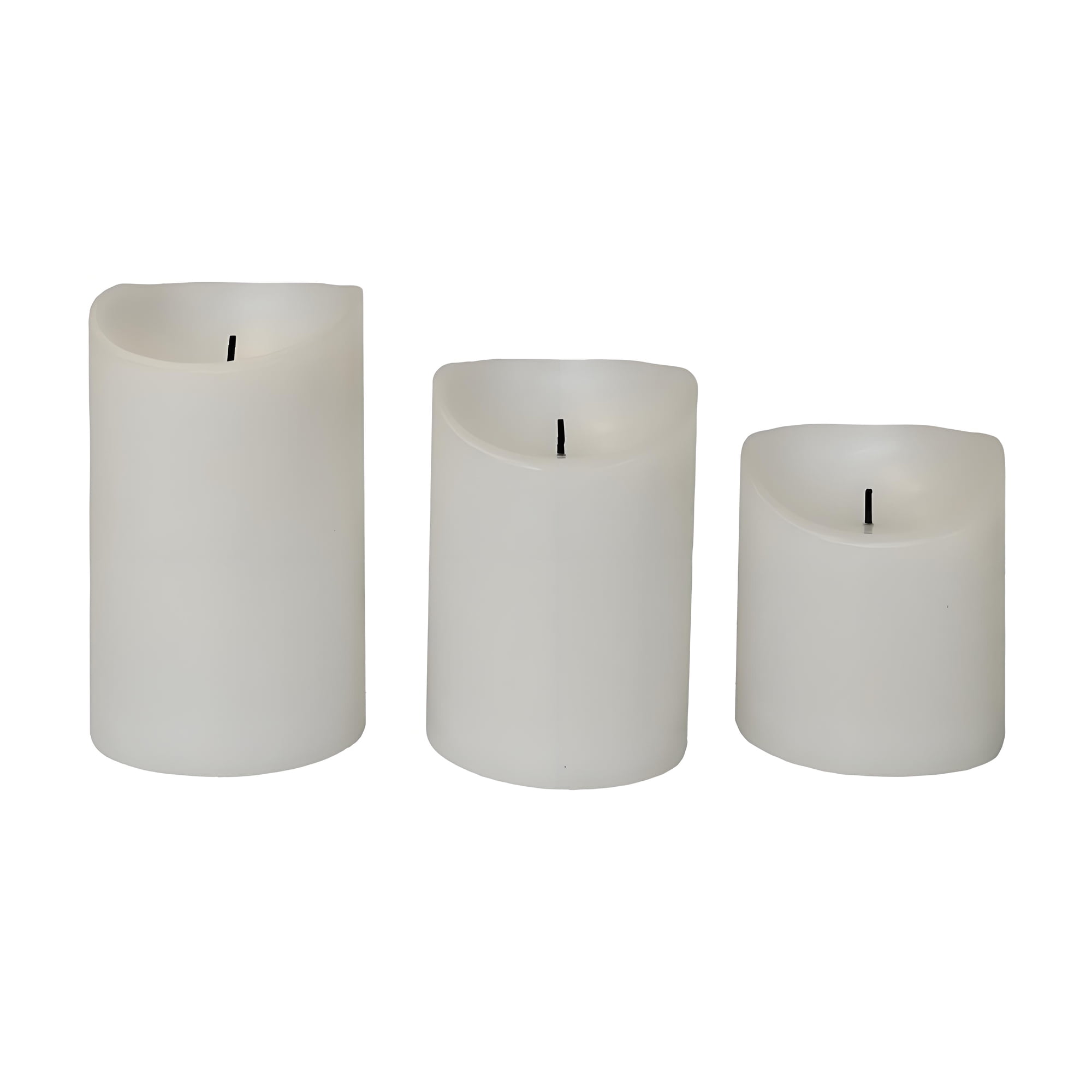 Mainstays White Rechargeable Flameless LED Pillar Candles,Various Sizes, 3 pack