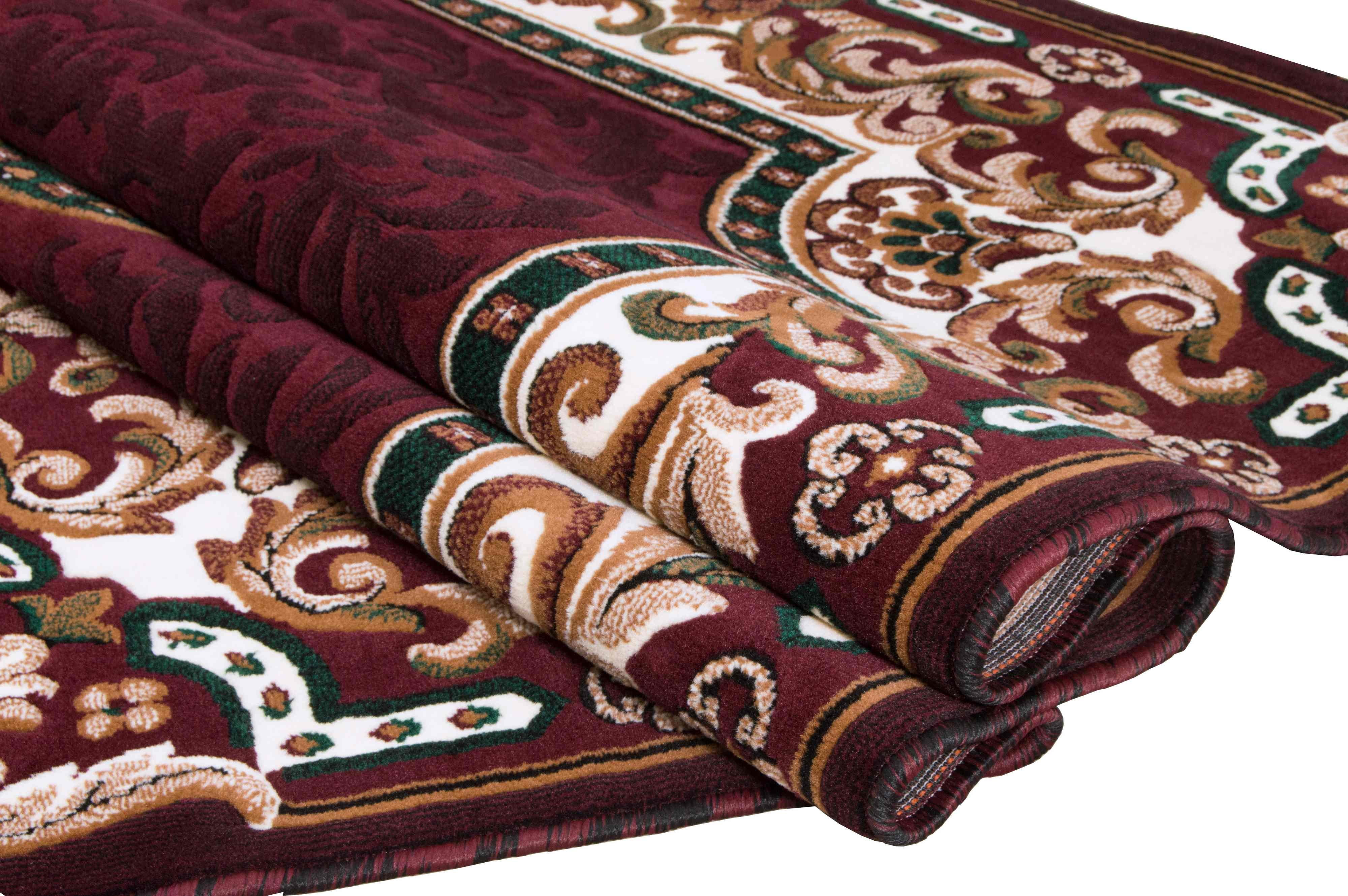 HR HANDCRAFT RUGS, Livingroom Rugs Bohemian Rugs, Shed Free Stain Resistant Easy Clean, Burgundy and Multi, 5' x 7'