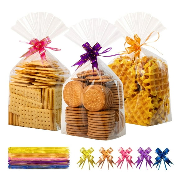 Treat Bags Clear Mini Plastic Bags with Twist Ties, 5” x 7” 200-Pack