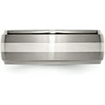 thumbnail image 4 of Chisel Titanium Brushed and Polished with Sterling Silver Inlay 8.2mm Ridged Edge Band - Ring Size 10.5, 4 of 8