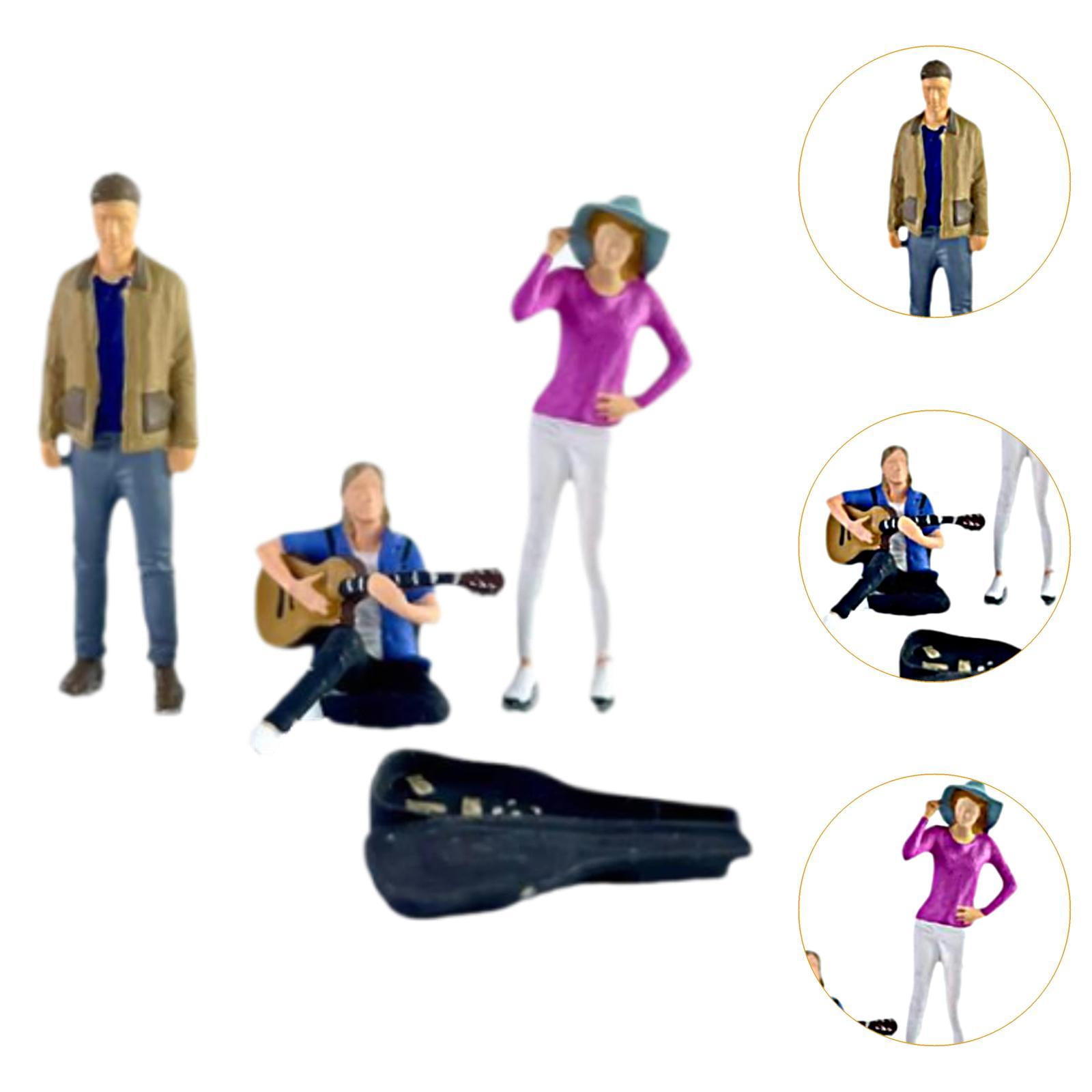 LeeQinersw 3 Pieces 1/64 People Figures Collectibles DIY Crafts Miniature Diorama Guitarist Purple