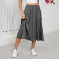 thumbnail image 6 of ZenCart Women Midi Skirt Elastic High Waist Large Hem Mid-calf Length Skirt Solid Color Commuting Style Skirt, 6 of 8
