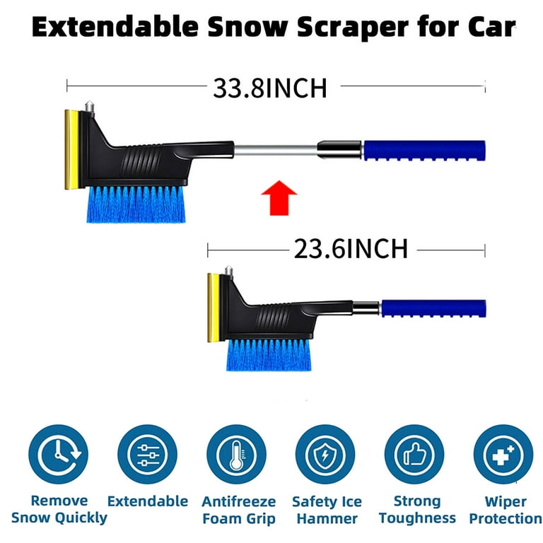Spencer 24 Inch Extendable Snow Brush with Squeegee Ice Scraper Auto Snow  Removal Telescoping Foam Grip for Car Truck SUV Windshield 