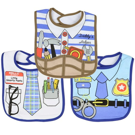 3-Pk Boys Themed Dress Up Large Bibs, Front: 60% Cotton 40% Polyester / Back: Polyester By Little Beginnings