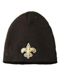 New Orleans Saints NFL Black Skull Cap Cuffless Beanie Winter Knit Hat by Team Apparel