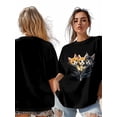 thumbnail image 7 of Women's T-Shirt Zipper Cat Cute Pet Focus Short Sleeve Casual Tee Classic Crew Neck T Shirt for Women Black, 2XL, 7 of 7