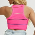 thumbnail image 2 of Elvqul Stripe Print Tank Tops Women Sleeveless Hot Pink Workout Pullover Sports Comfortable Crew Neck Tops, 2 of 5