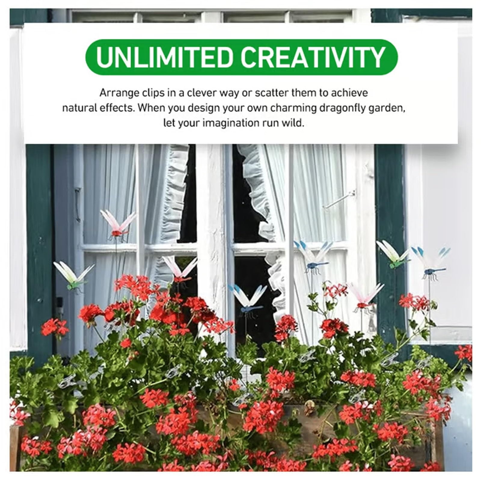 20PCS Dragonfly Clip Bug Repellent Plastic Dragonfly Hat Clips 12.2in Garden Stakes Outdoor Patio Lawn Yard Fly Deterrent Decorative Set (Blue Green Red Yellow)