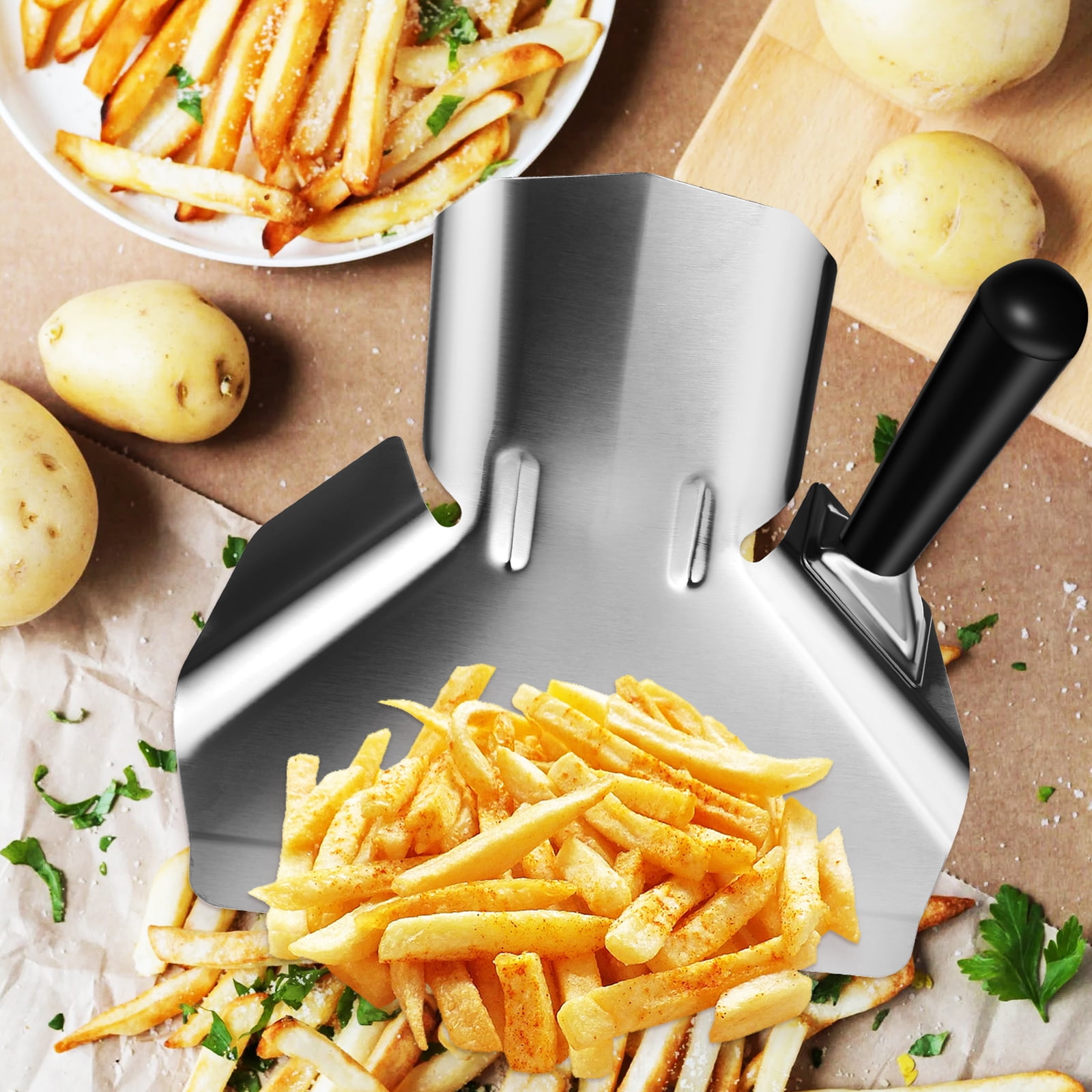 Eease 2pcs Stainless Steel Popcorn Scoop with Handle Quickly Fill Tool for Bags and Boxes