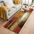 thumbnail image 2 of Burnt Orange Runner Rug 2x6 Washable Kitchen Rug Non-Slip Lightweight Thin Low Pile Bathroom Runner Fall Modern Oil Painting Abstract Art Green Brown Carpet for Hallway Laundry Room Bedroom Entryway, 2 of 8