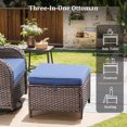 thumbnail image 5 of Planntonneo 3 Pieces Patio Furniture Sets-All Weather Wicker Rattan 3-Seat Sofa Set with 6" Cushion and Multifunctional Ottomans for Deck Backyard, Brown/Blue, 5 of 7