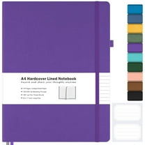 OMEYA College Ruled Notebook, A4 Leather Notebook, Lined Journal Notebook for Men & Women, 100GSM, 192Pages, Hardcover Notebook with 2 Pockets, Professional Business Notebooks for Work