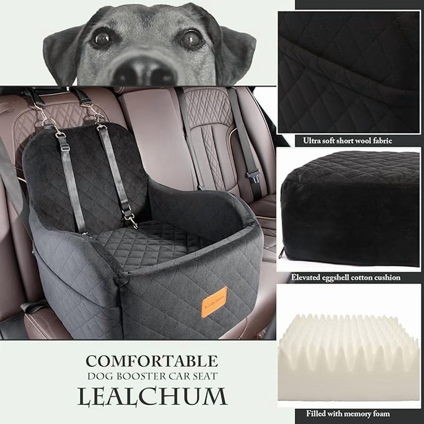 Dog Booster Car Seat for Small/Medium Pets,Puppy Portable Car Seat with Elevated Cushion,Fully Detachable and Washable Pet Car Seat with 2 Storage Pockets,Easy to Install(Black, Medium)