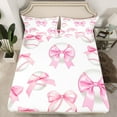 thumbnail image 2 of Feelyou Kawaii Bowknot Baseball Queen Sheet Sets, Cartoon Princess Ribbon Flat Sheet, Teens Kids Girls Women Queen Fitted Sheet, Breathable Home Decor, 4 Pieces, 2 of 7