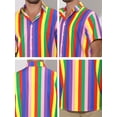 thumbnail image 6 of INSPIRE CHIC Inspired Men's Summer Vertical Stripe Print Short Sleeve Button Down Shirts M Rainbow Pink, 6 of 6