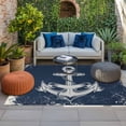 thumbnail image 2 of Navy Blue Anchor Outdoor Rug for Patio/Deck/Porch, Non-Slip Large Area Rug 5 x 8 Ft, Nautical Coastal Summer Vintage Ocean Indoor Outdoor Rugs Washable Area Rugs, Reversible Camping Rug Carpet Runner, 2 of 8