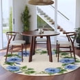 thumbnail image 4 of Spring Blue Flower Wreath Round Area&nbsp;Rug 5ft Country Watercolor Floral Bud Leaf Linen Non-Slip&nbsp;Washable Circle Rugs Soft Felt Indoor Floor Mat for Bedroom Kitchen Living Room Bathroom, 4 of 9