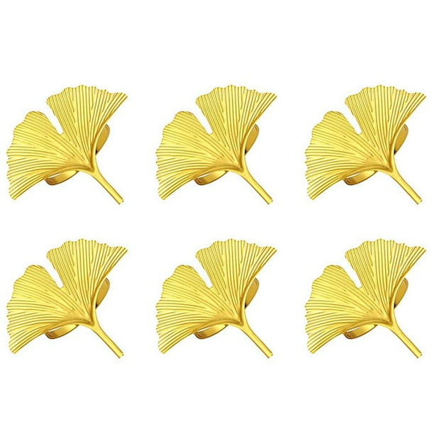 Juego de 6 Anillos para Servilletas, Anillos para Servilletas de Hojas de Ginkgo, Hebilla para Servilletas de Oro para Bodas, para DecoracióN de Mesa de AccióN de Gracias
