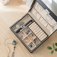 thumbnail image 5 of Joyero Collar Pendiente Anillo Organizador de almacenamiento Estuche de cuero de doble cap Abanopi Caja de almacenaje, 5 of 5