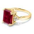 thumbnail image 4 of Gem Stone King 5.88 Ct Octagon Red Created Ruby 18K Yellow Gold Plated Silver Ring, 4 of 6