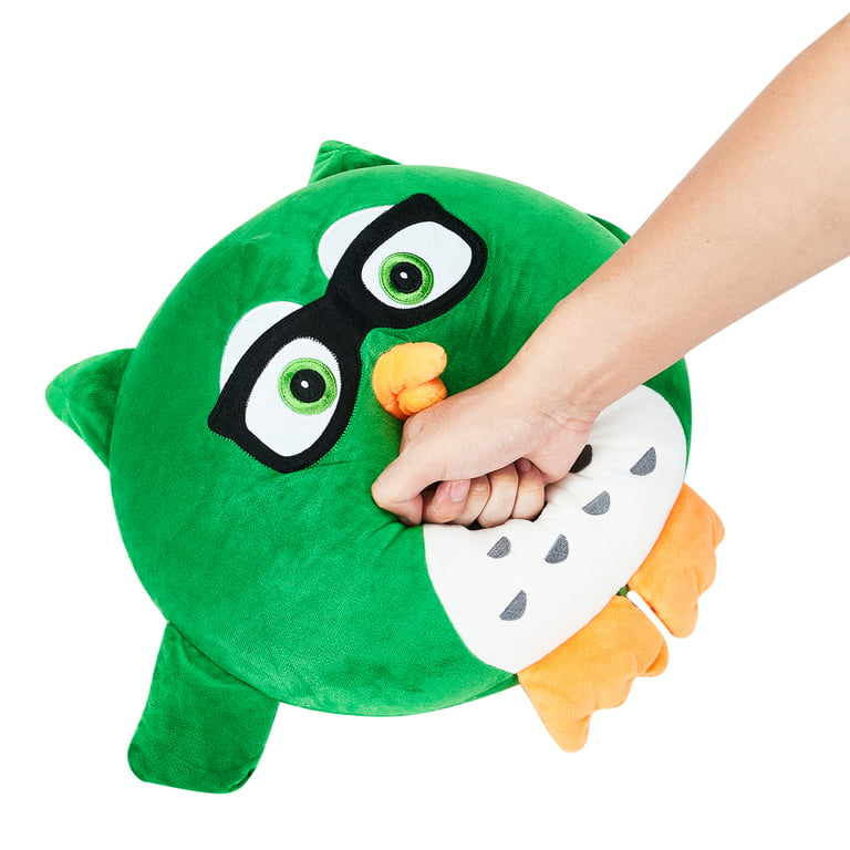 20x30cm Green Kawaii Owl Plush Pillow Stuffed Sitting Big Eyes