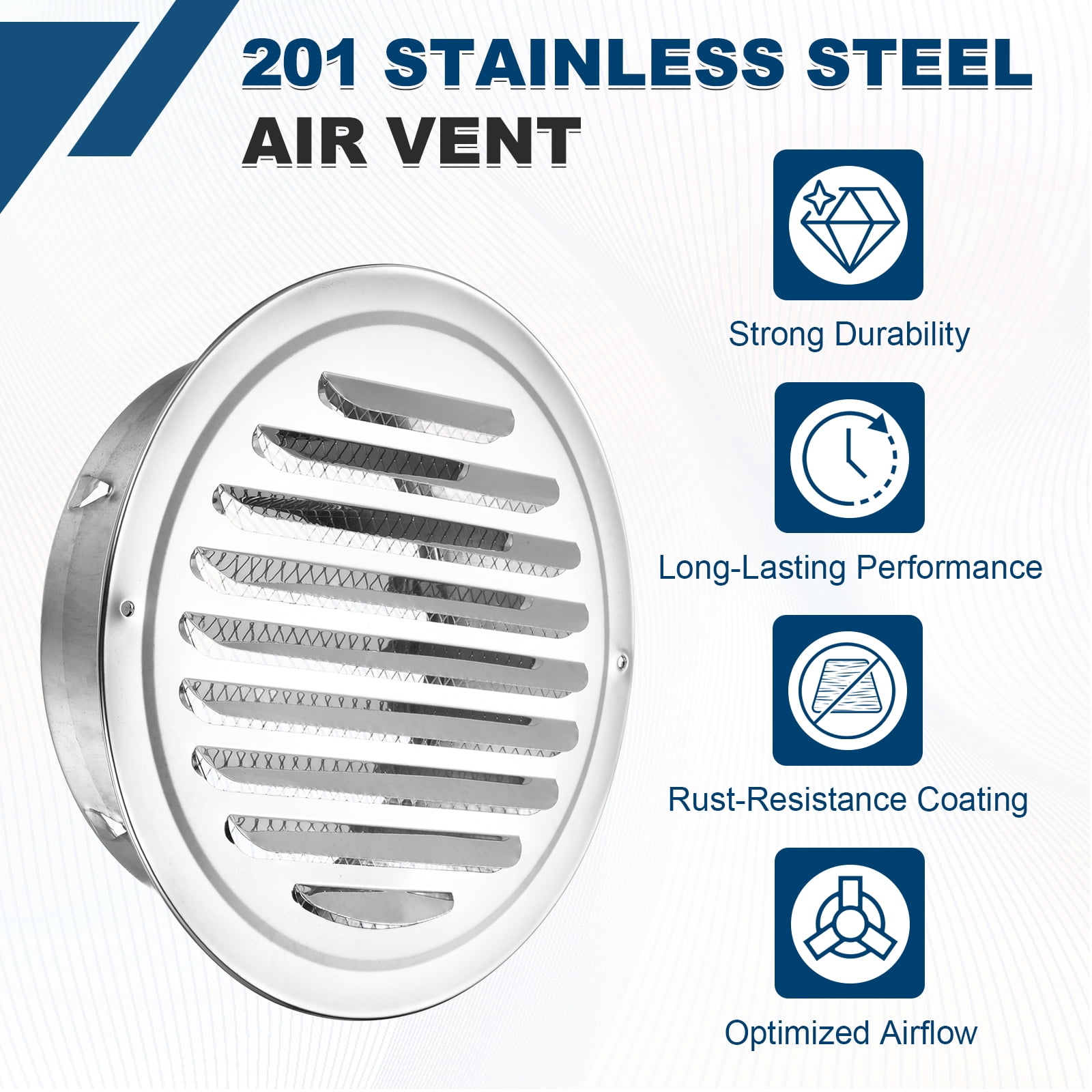 Uxcell 4pcs Stainless Steel Soffit Vent 7" Round Louver Grille Cover Air Vent Hood Soffit Exhaust with Screen Mesh for Wall Ceiling Mount Bathroom Garage Attic Ventilation