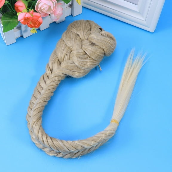Masteelf Fishtail Braid Ponytail Extension with Drawstring and Clips in Ivory Color Synthetic Fiber 1920 Inches
