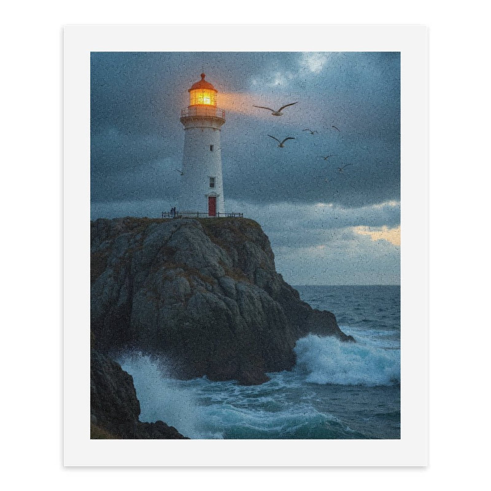 Paint By Numbers Kit for Adults Beginner - DIY Lighthouse At Dusk Ocean Waves Birds Canvas Painting Kits for Adults, Frameless Paint By Number for Adults for Home Wall Decor 16x20 Inch