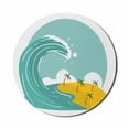 thumbnail image 1 of Graphic Beach Mouse Pad for Computers, Big Wave Tsunami with Tropical Palm Trees, Round Non-Slip Thick Rubber Modern Gaming Mousepad, 8" Round, Seafoam Yellow White, by Ambesonne, 1 of 2