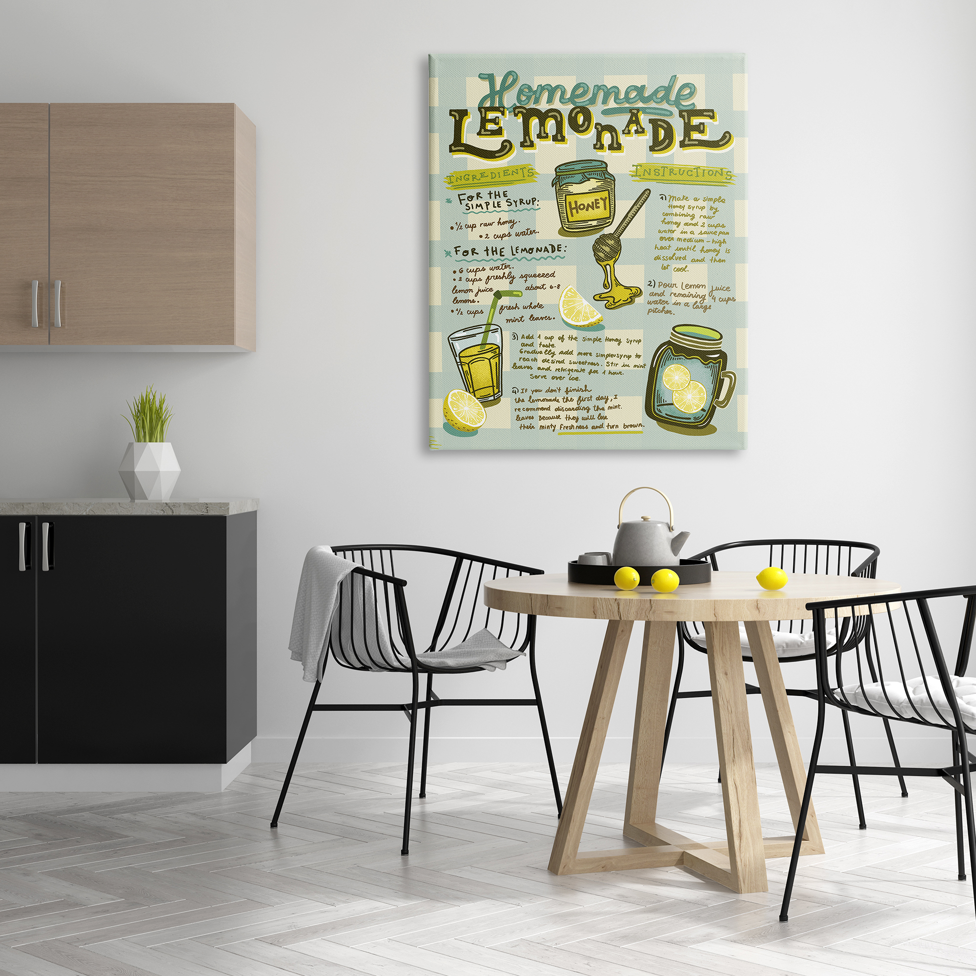 Stupell Indtries Homemade Lemonade Blue Picnic Plaid Vintage Drink Recipe,36 x 48,Design by Andrea Jasid Grassi