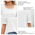 thumbnail image 4 of Women Puff Short Sleeve Tops Stylish Casual Loose Shirred Cuff Women Quadrate Neck Summer Shirts for Daily Work Party White M, 4 of 5