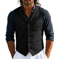 thumbnail image 2 of Miqool Mens Formal Suit Vest Sleeveless Button Front Lightweight Waistcoat Business Work Office Blazer with Multiple Pockets, 2 of 6