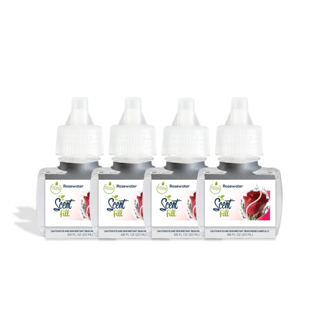 Ambientador enchufable con aroma a agua de rosas con 4 recambios de aceite