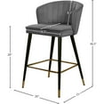 thumbnail image 3 of Meridian Furniture Cassie 28"H Velvet Counter Stool in Gray (Set of 2), 3 of 5