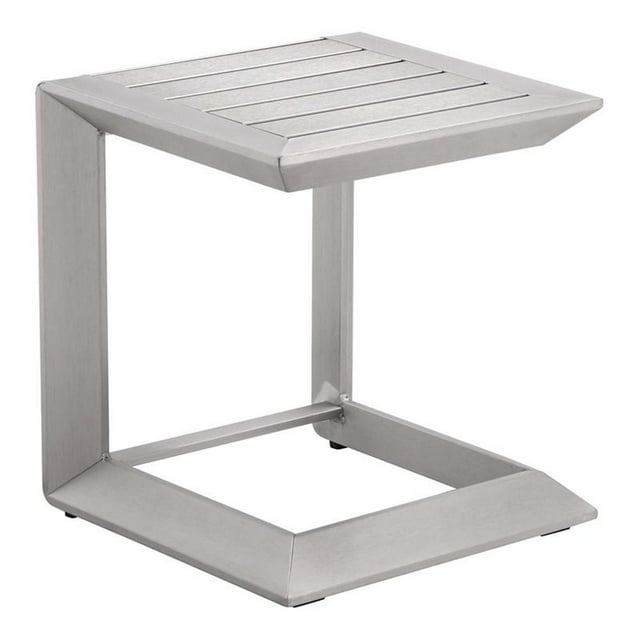 Pemberly Row Table d'Appoint de Patio Moderne en Aluminium, Argent Anodisé