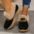 thumbnail image 3 of Pandaie Women's Slip on Loafers Fleece Lined Fuzzy Warm Winter Snow Boots Arch Support Indoor Outdoor Casual Walking Shoes Black 6, 3 of 7